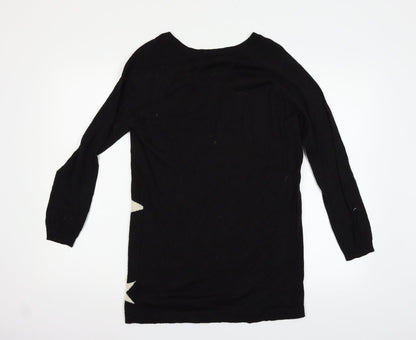 H&M Womens Black Geometric  Pullover Jumper Size 10