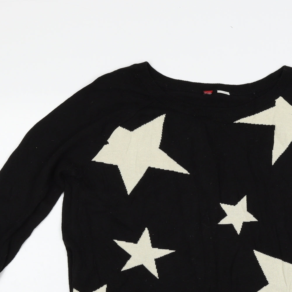 H&M Womens Black Geometric  Pullover Jumper Size 10