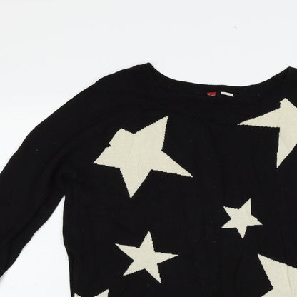 H&M Womens Black Geometric  Pullover Jumper Size 10