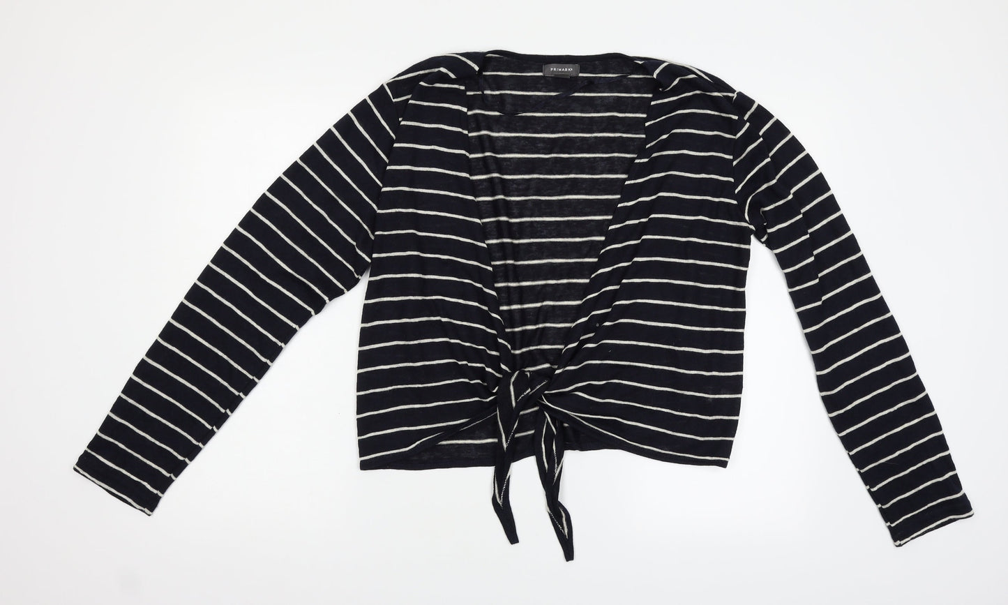 Primark Womens Blue Striped  Cardigan Jumper Size XL