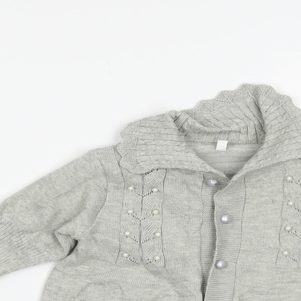 Preworn Girls Grey   Cardigan Jumper Size 3 Years