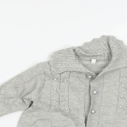 Preworn Girls Grey   Cardigan Jumper Size 3 Years