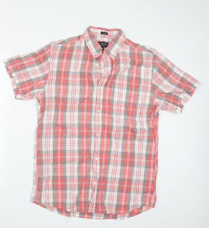Real Clothing Mens Red Check   Button-Up Size M
