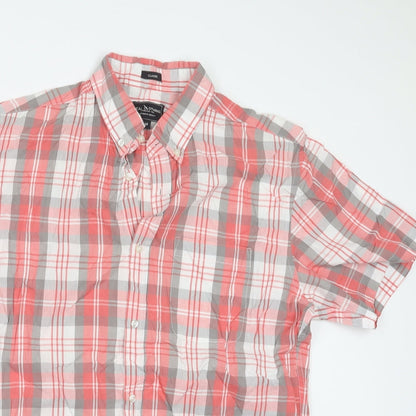 Real Clothing Mens Red Check   Button-Up Size M