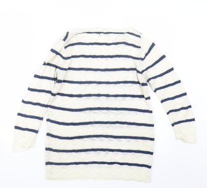 F&F Womens Blue Striped Knit Pullover Jumper Size 10