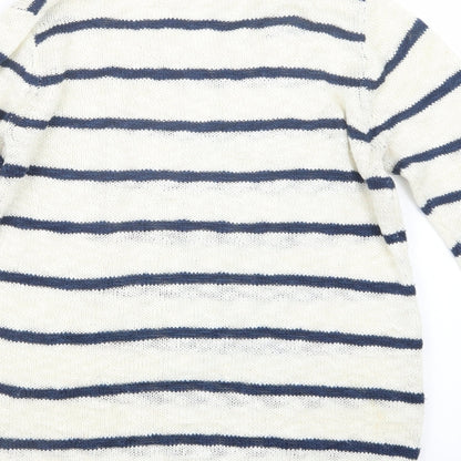 F&F Womens Blue Striped Knit Pullover Jumper Size 10