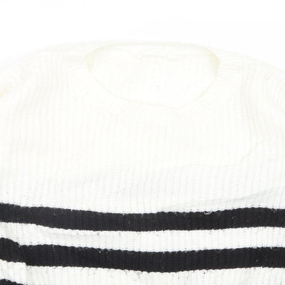 Primark Womens White Striped Knit Pullover Jumper Size 12