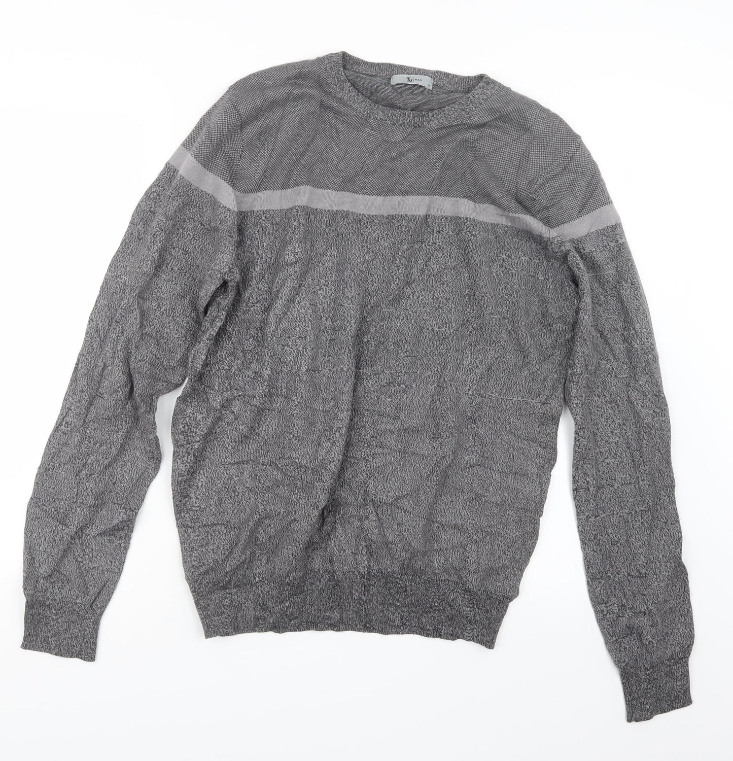 TU Mens Grey  Knit Pullover Jumper Size M