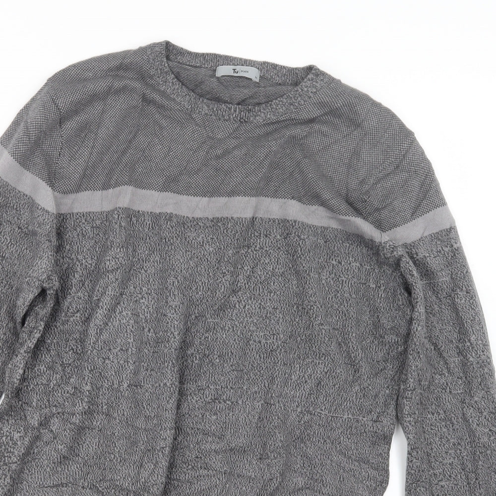 TU Mens Grey  Knit Pullover Jumper Size M