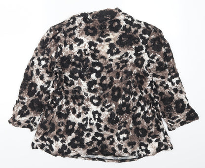VINCI Womens Brown Animal Print  Basic T-Shirt Size 16