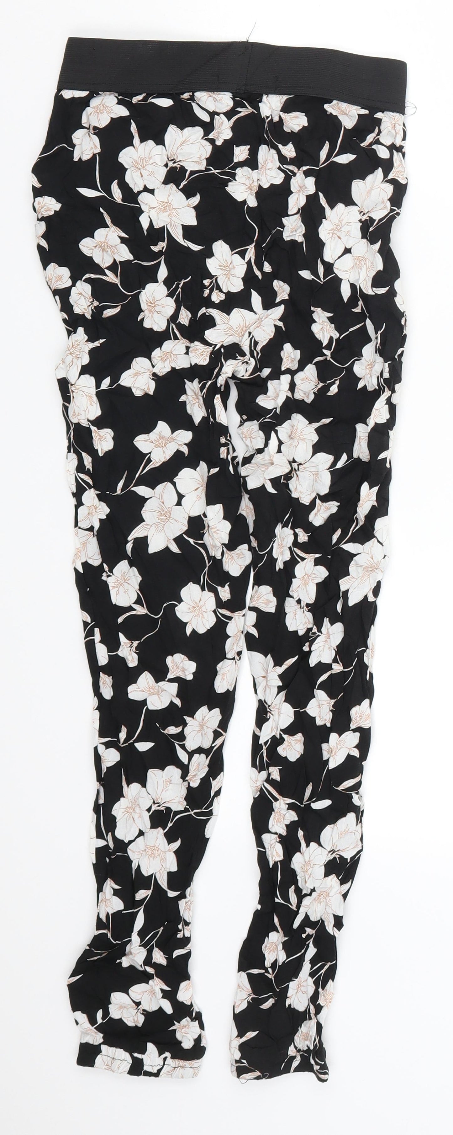 Select Womens Black Floral  Trousers  Size 6 L25 in
