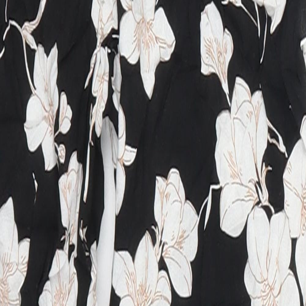 Select Womens Black Floral  Trousers  Size 6 L25 in