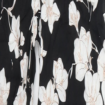 Select Womens Black Floral  Trousers  Size 6 L25 in