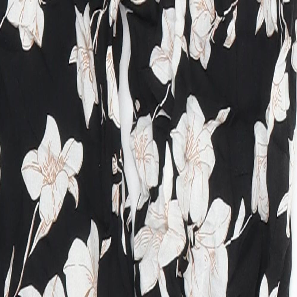 Select Womens Black Floral  Trousers  Size 6 L25 in