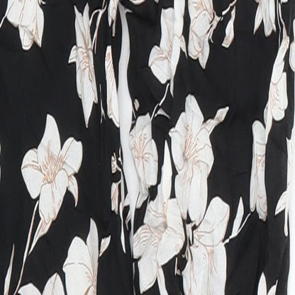 Select Womens Black Floral  Trousers  Size 6 L25 in