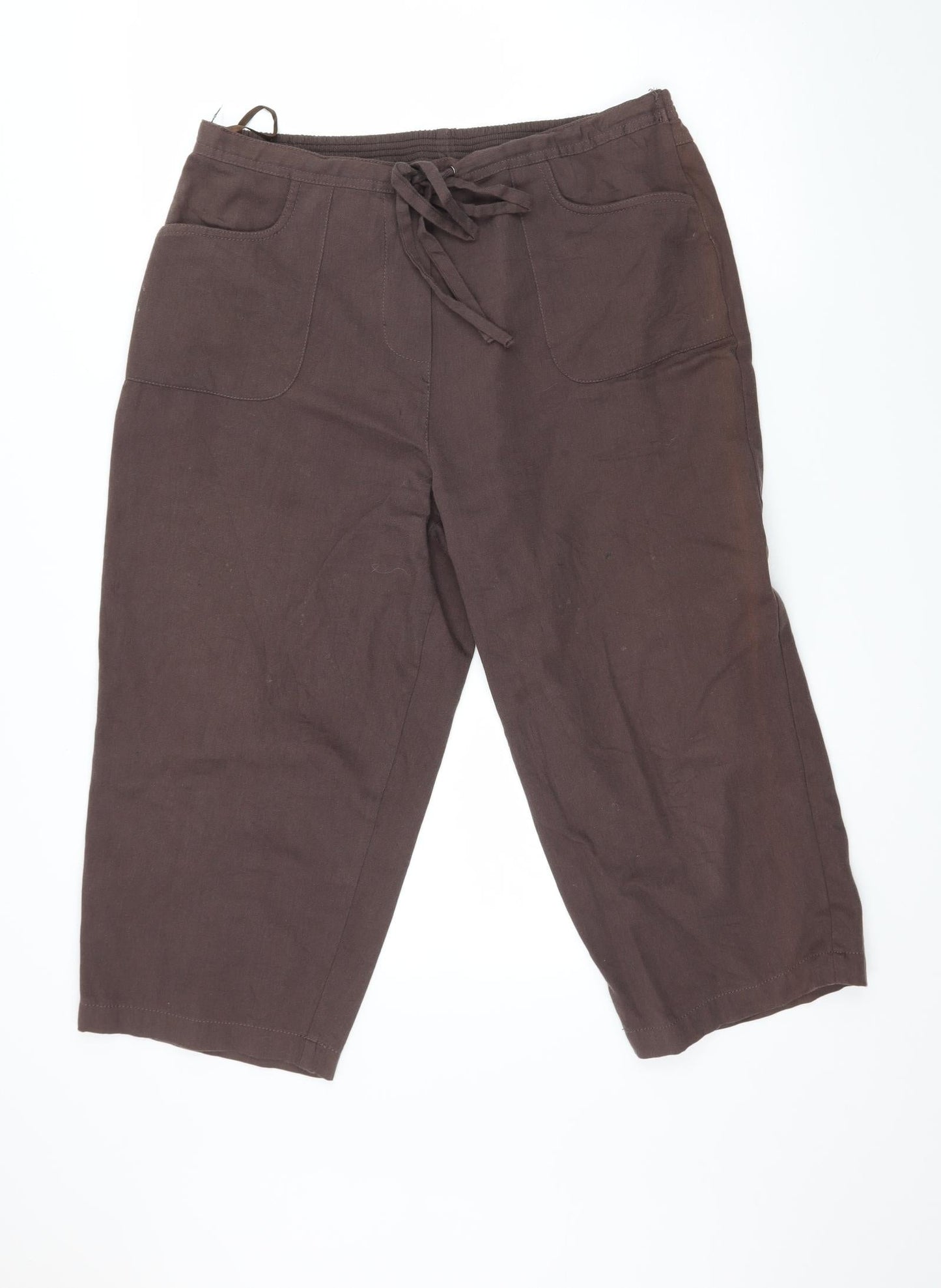 Womens UK Size 36 in Classics Regular Fit Cropped Brown Trousers