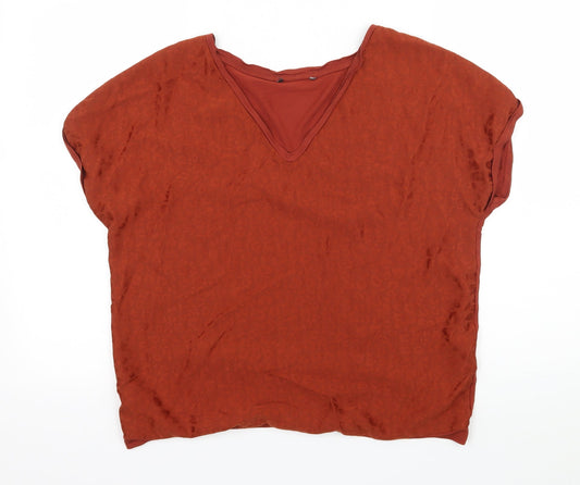 George Womens Orange Animal Print  Basic T-Shirt Size 10