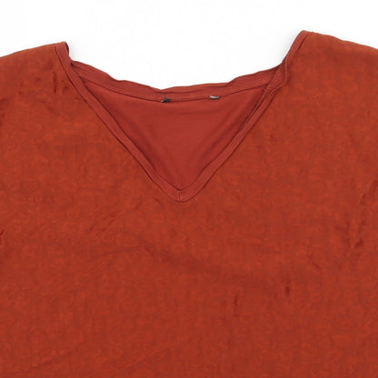 George Womens Orange Animal Print  Basic T-Shirt Size 10