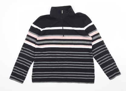 Croft & Barrow Womens Black Striped Jersey Pullover Sweatshirt Size M