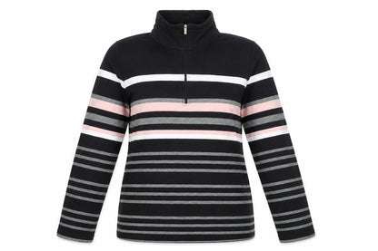 Croft & Barrow Womens Black Striped Jersey Pullover Sweatshirt Size M