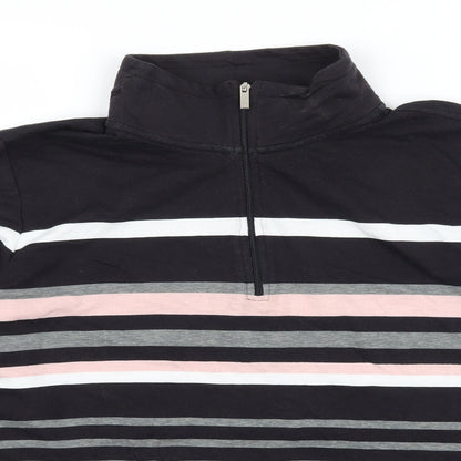 Croft & Barrow Womens Black Striped Jersey Pullover Sweatshirt Size M