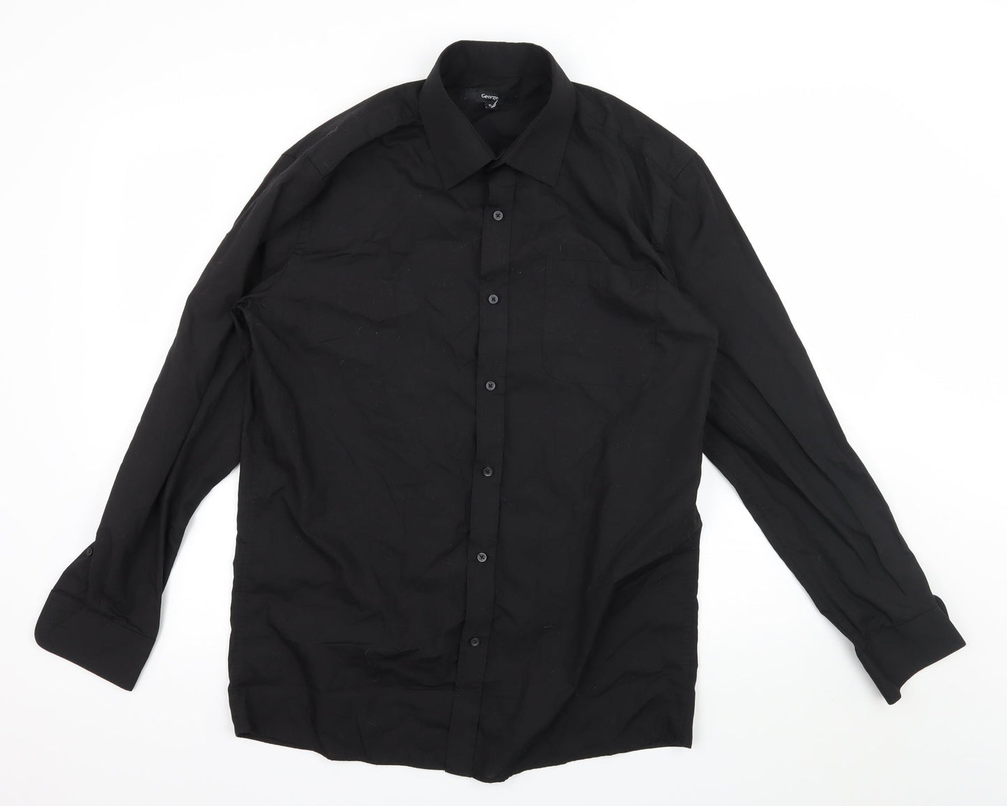 George Mens Black    Button-Up Size 15