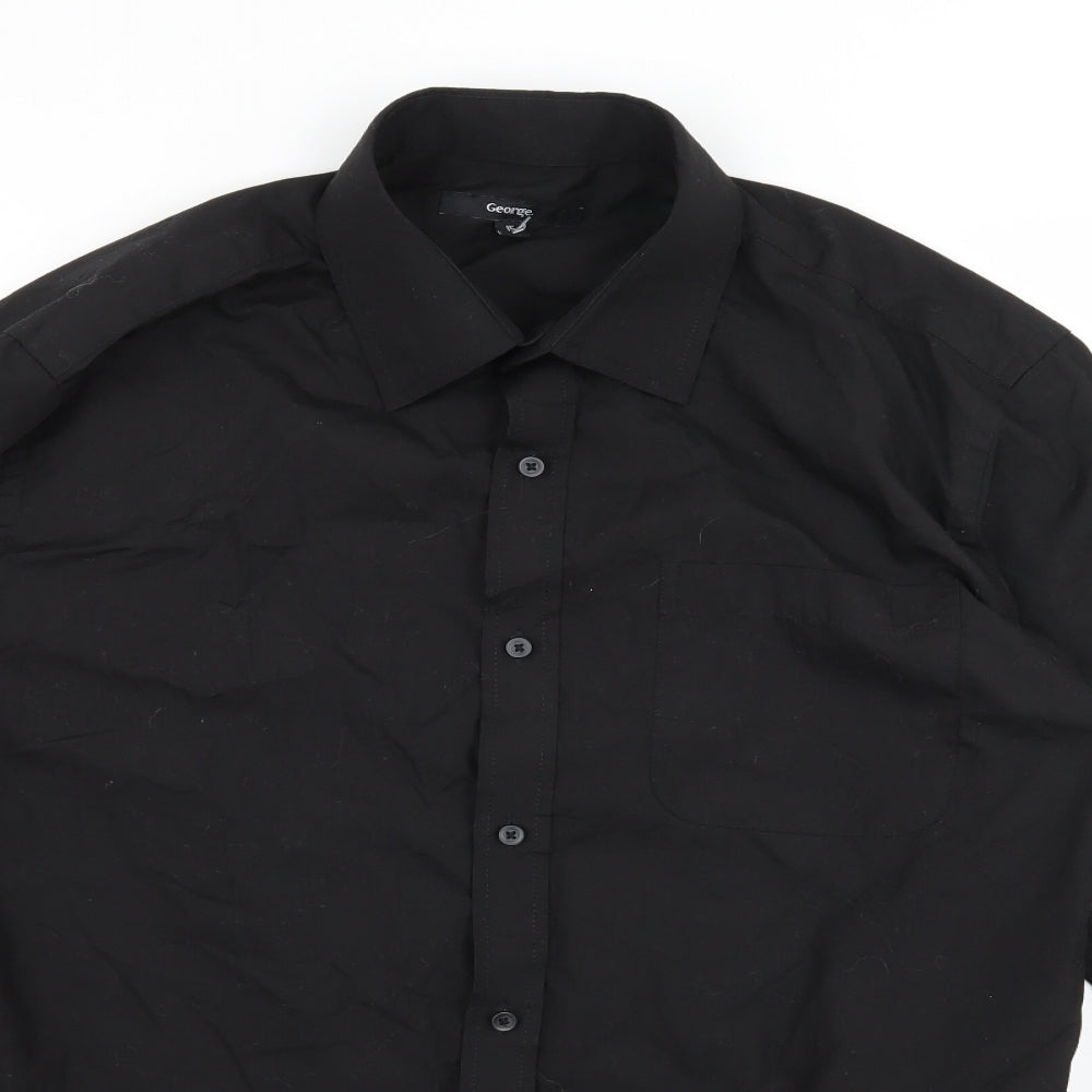 George Mens Black    Button-Up Size 15