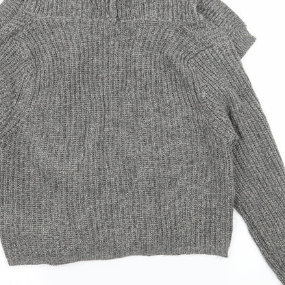 E-vie Womens Grey  Knit Cardigan Jumper Size 14