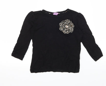 F&F Girls Black  Jersey Basic T-Shirt Size 5-6 Years