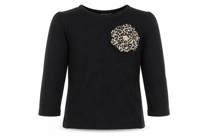 Front view of F&F girls’ black jersey basic t-shirt, size 5-6, years