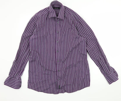 Sand  Womens Purple Striped  Basic Button-Up Size M