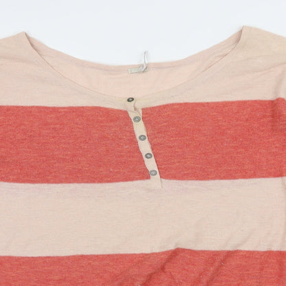 FP Beach Womens Pink Striped Knit Pullover Jumper Size S