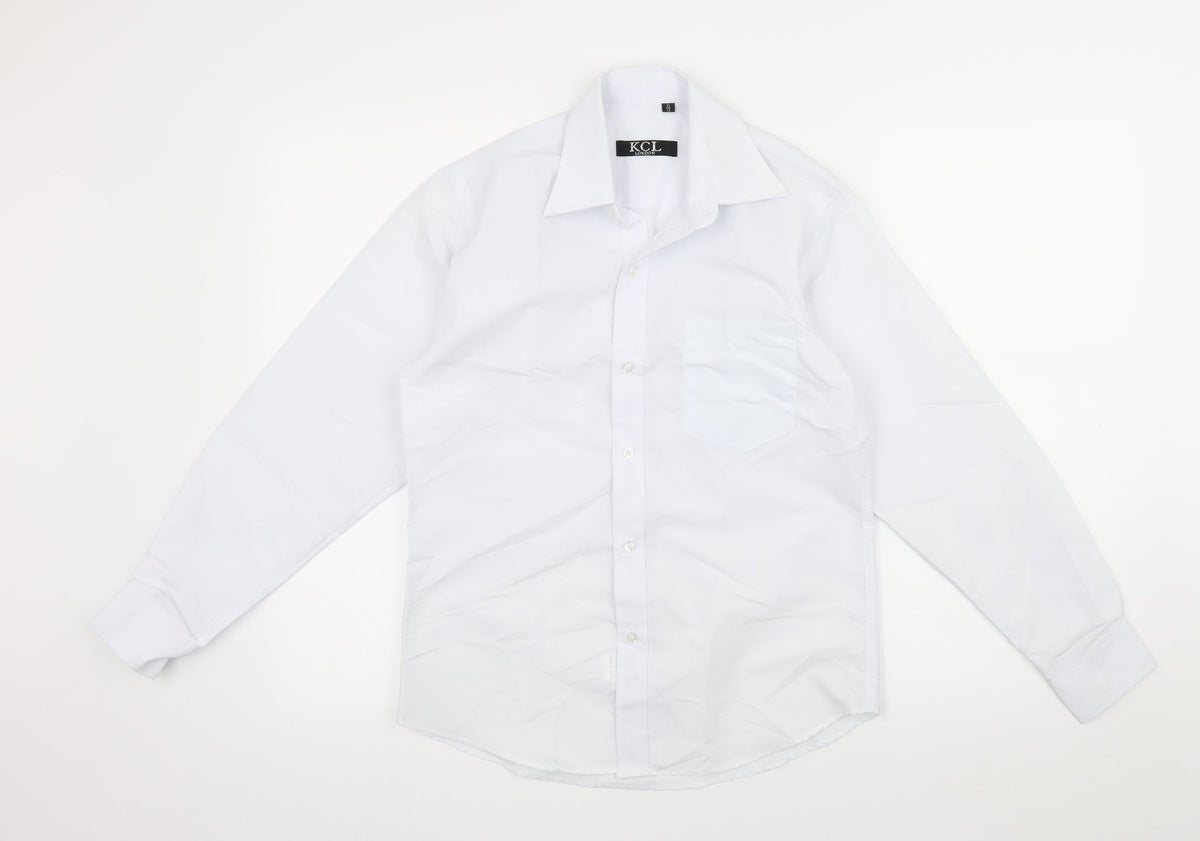 Additional front view of KCL London girls’ white basic button-up, size 11-12, years
