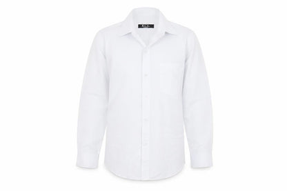 Front view of KCL London girls’ white basic button-up, size 11-12, years