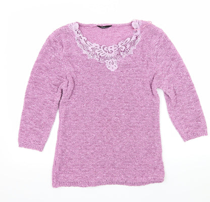 Bonmarché Womens Purple Knit Pullover Jumper Size S