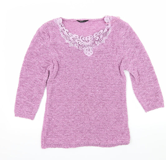Bonmarché Womens Purple  Knit Pullover Jumper Size S
