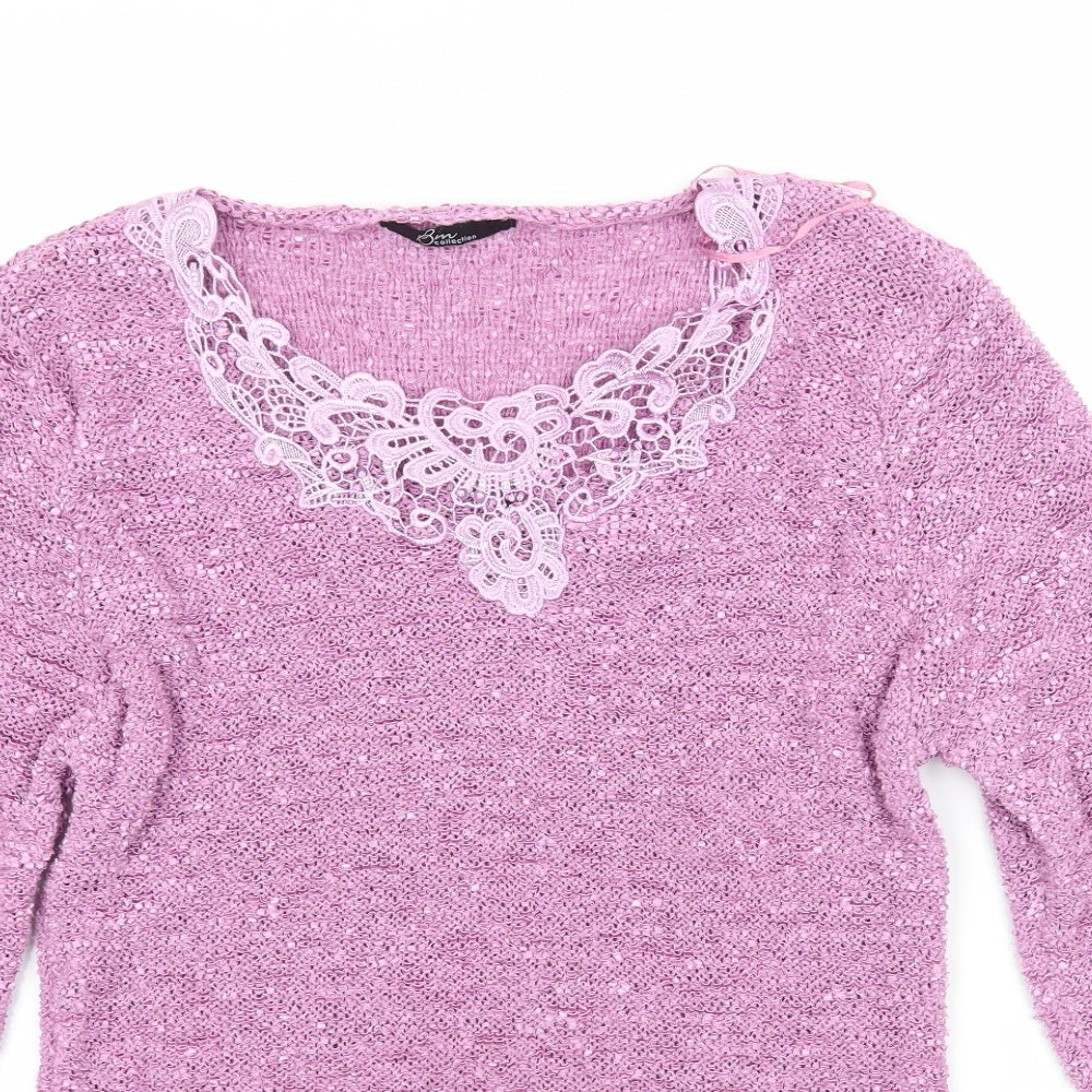 Bonmarché Womens Purple Knit Pullover Jumper Size S