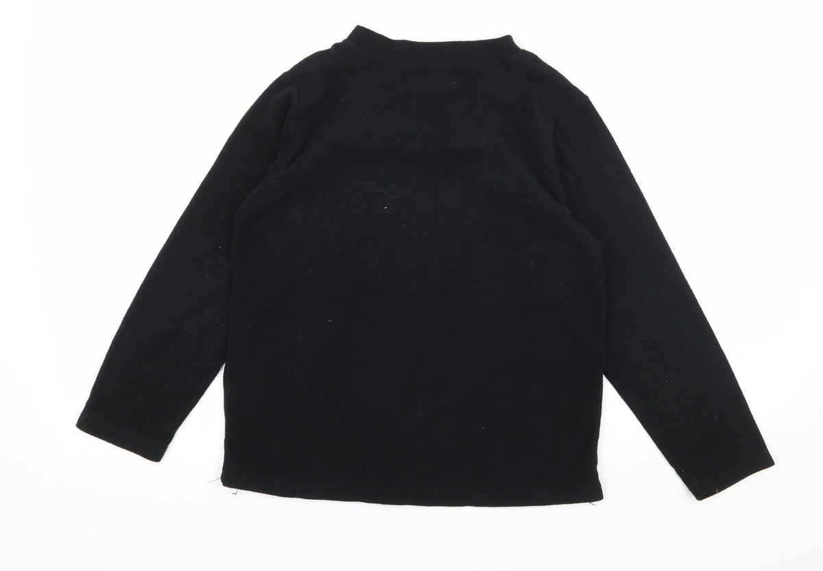 Primark Boys Black Solid Fleece  Pyjama Top Size 9-10 Years