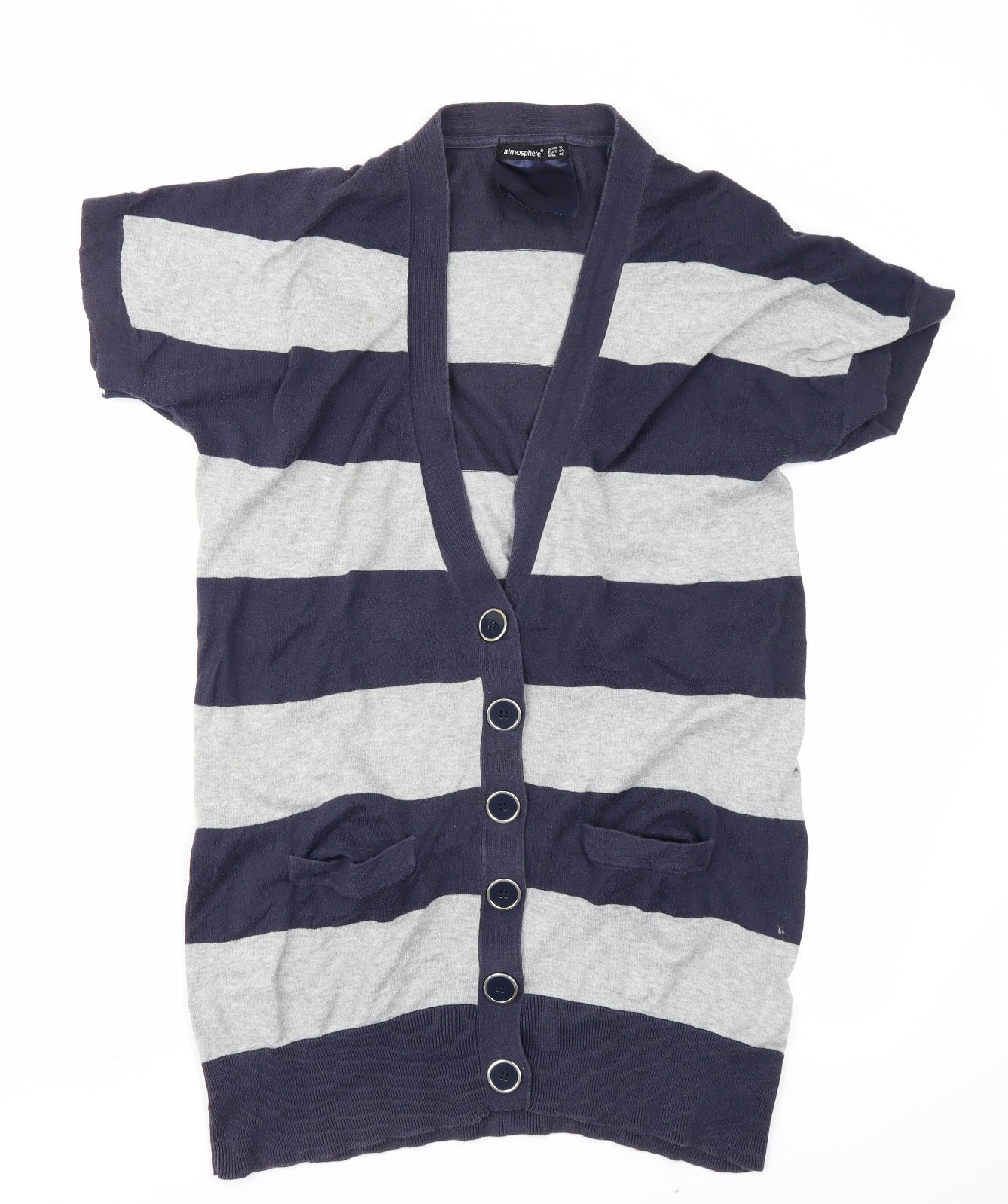 Atmosphere Womens Blue Striped Knit Cardigan Jumper Size 16