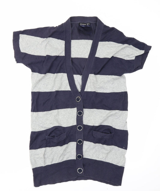 Atmosphere Womens Blue Striped Knit Cardigan Jumper Size 16