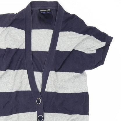Atmosphere Womens Blue Striped Knit Cardigan Jumper Size 16