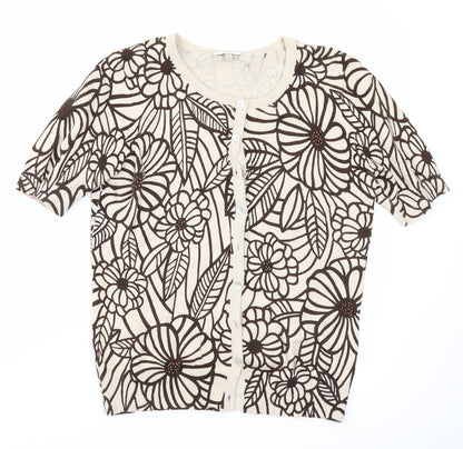 CC Womens Brown Floral  Cardigan Jumper Size S