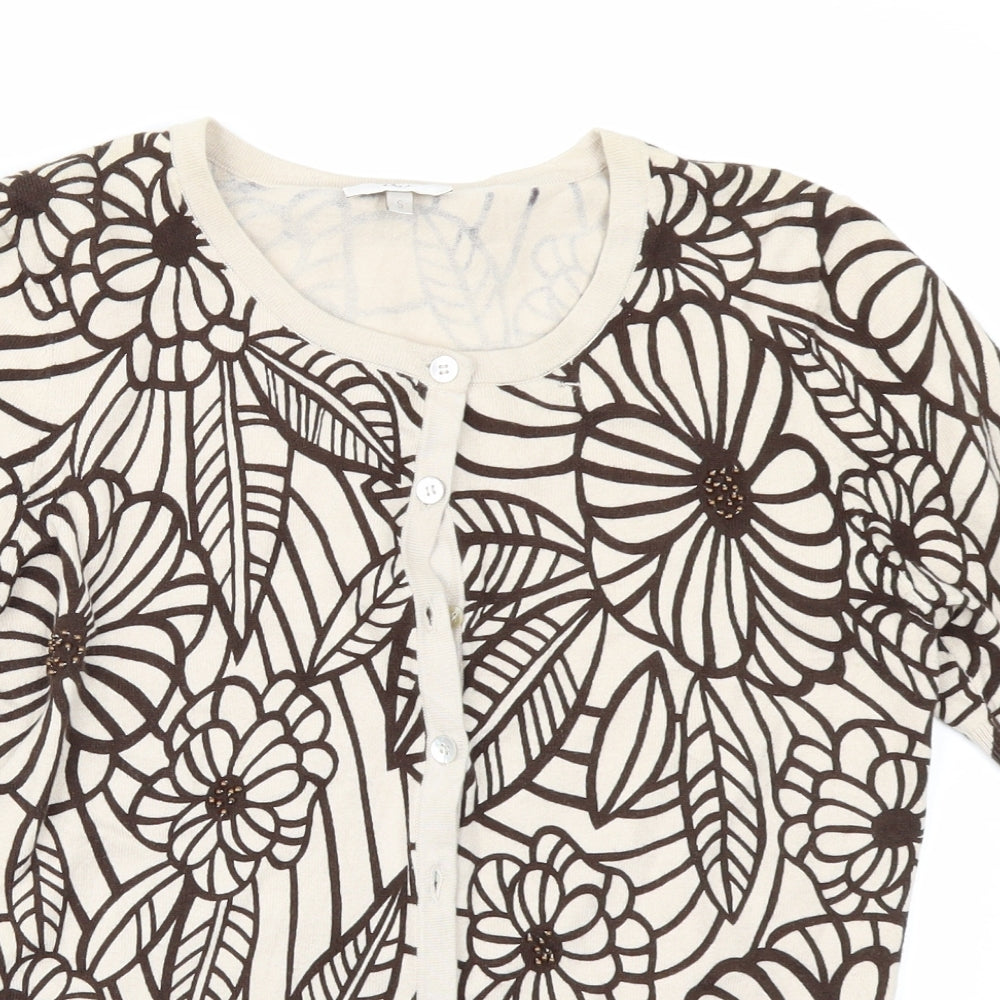 CC Womens Brown Floral  Cardigan Jumper Size S