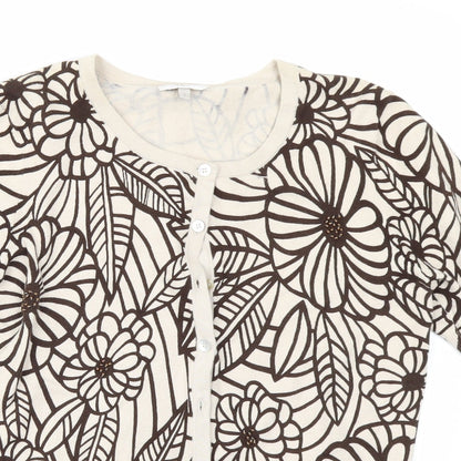 CC Womens Brown Floral  Cardigan Jumper Size S