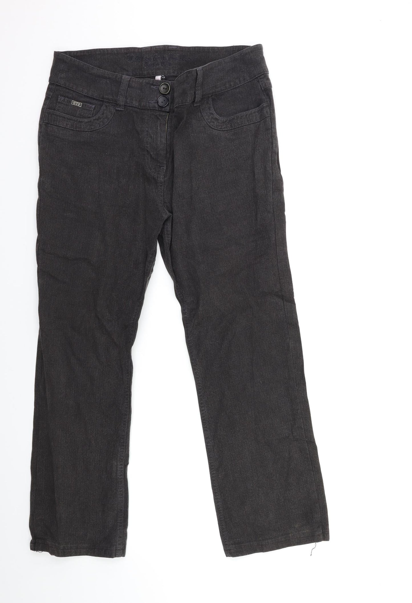 Per Una Womens Black  Denim Straight Jeans Size 8 L28 in