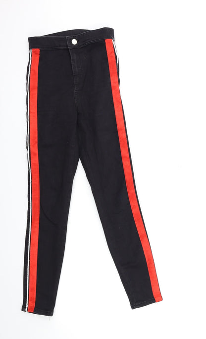 Topshop Womens Black Striped Denim Skinny Jeans Size 26 in L30 in