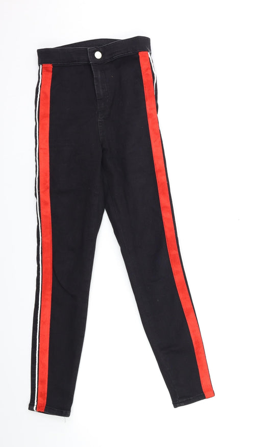 Topshop Womens Black Striped Denim Skinny Jeans Size 26 in L30 in