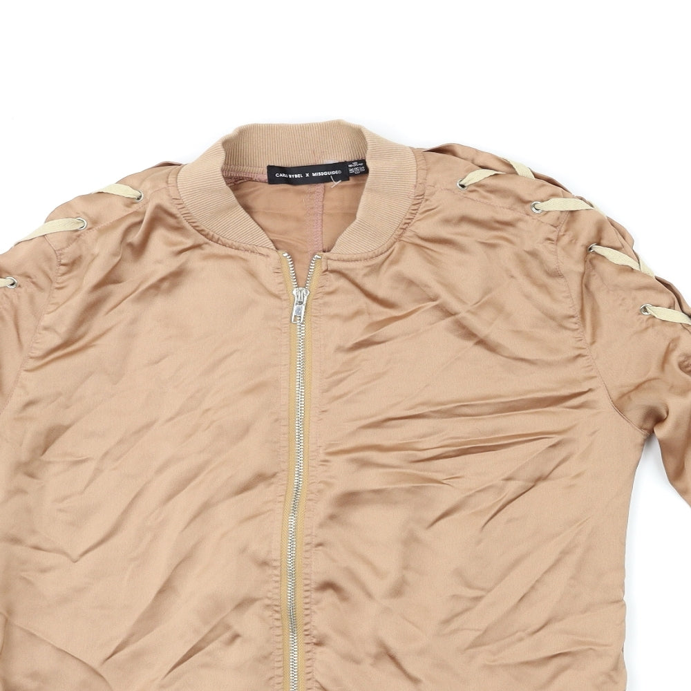Womens UK Size 8 Missguided Brown Bomber Jacket
