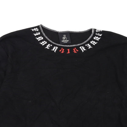 fibber Womens Black  Knit Pullover Jumper Size L