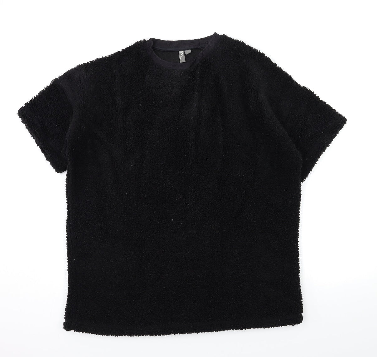 Additional front view of ASOS women’s black fleece jumper, size L